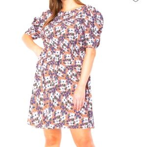 Eloquii printed puff sleeves dress.
